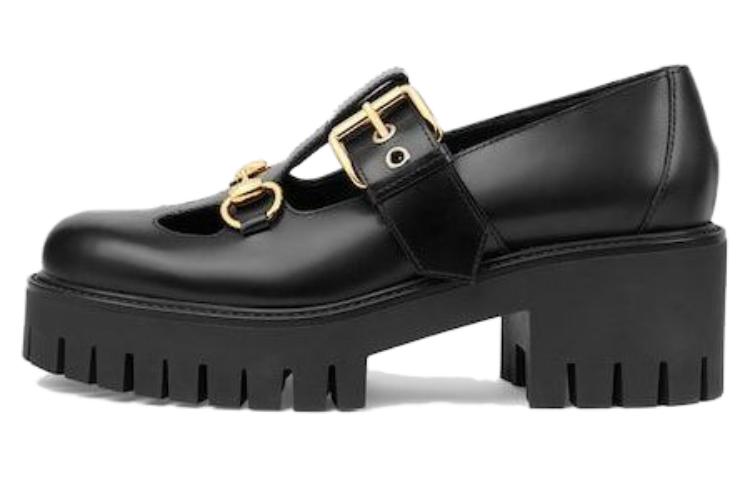 GUCCI Women's Lug Horsebit 30mm Platform Loafer 'Black' Women's