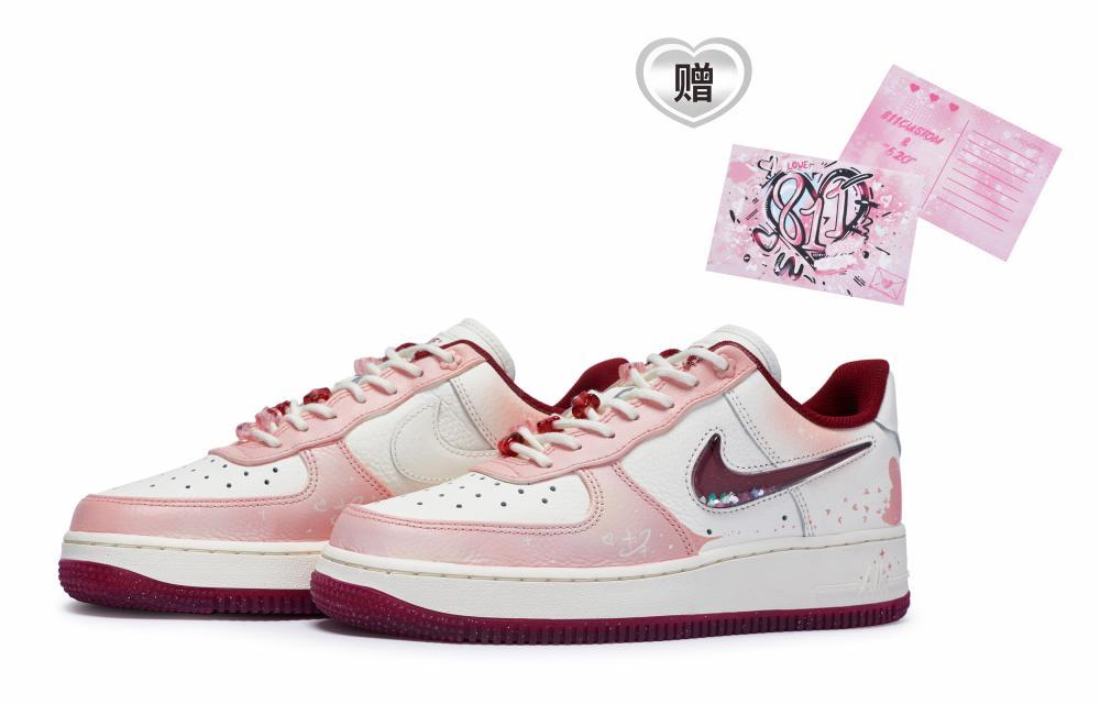 Nike Air Force 1 811 Manufacturing Falling Into The Heart River Low-Top Skateboard Shoes Women's Pink White