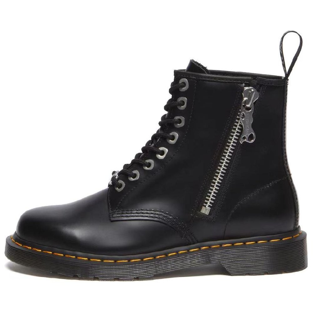 Dr.Martens 1460 Zip Black Polished Smooth Crew Martin Boot Unisex Black