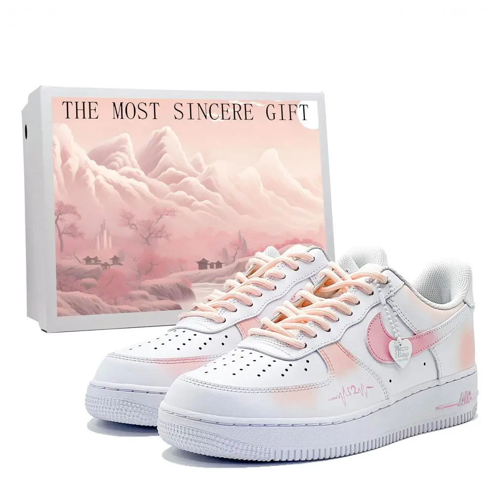 Nike Air Force 1 Anti-Slip Wear-Resistant Low-Top Skateboard Shoes Men's Pink White