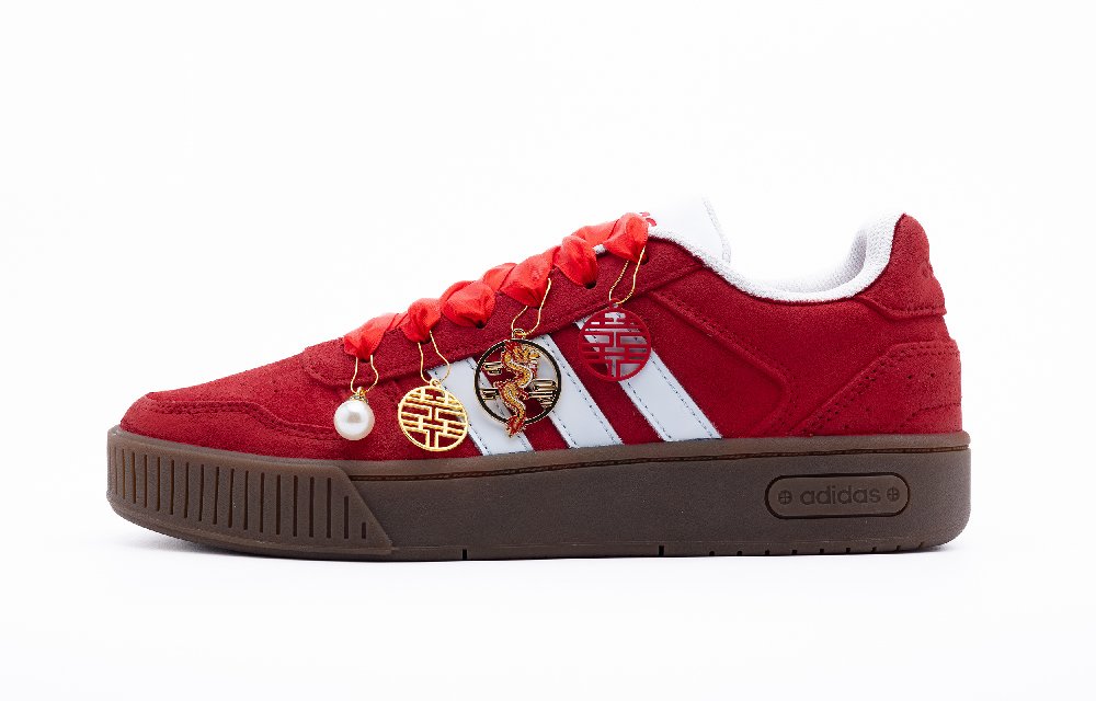 Adidas Neo D PAD Double Happiness Anti Slip Wear Resistant Low Top Skateboard Shoes Unisex Red