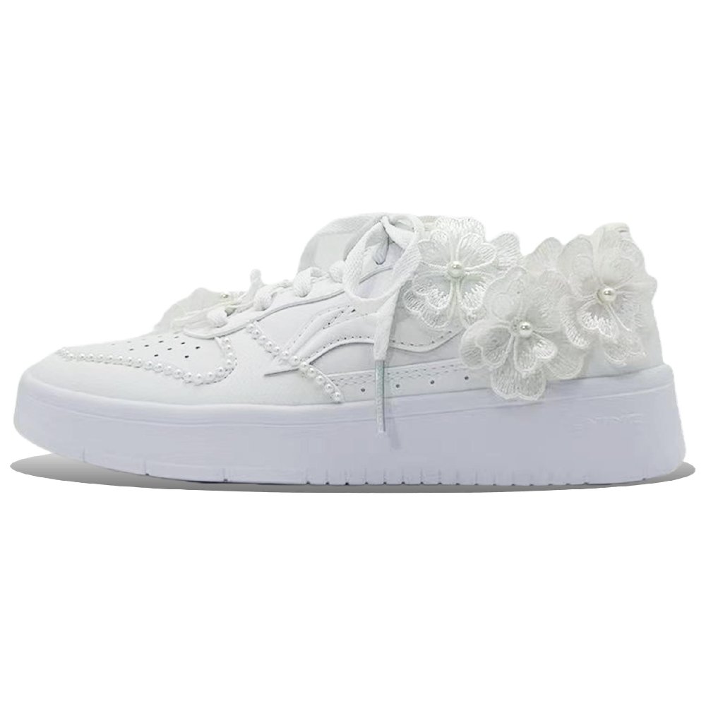 LiNing Pontoon Boats Anti Slip Wear Resistant Low Top Skateboard Shoes Women's White