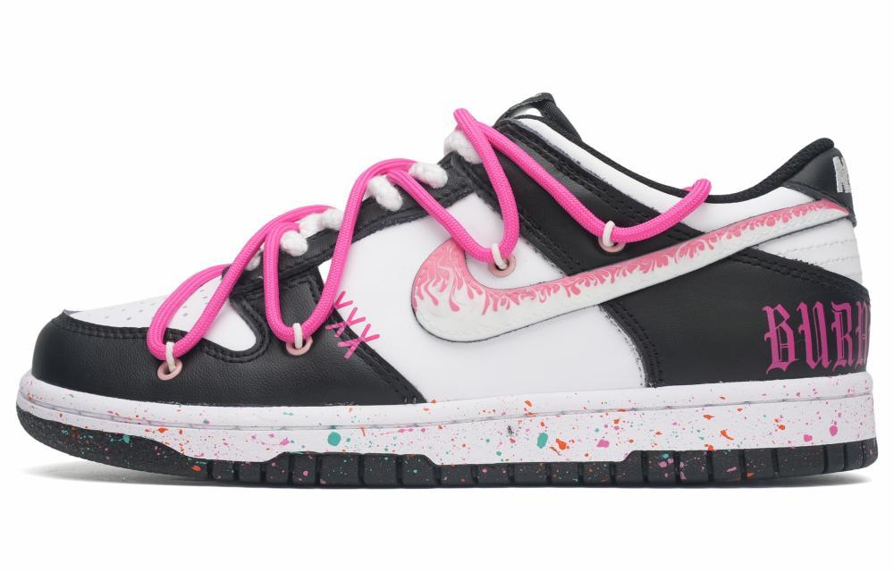 Nike Dunk Anti-Slip Wear-Resistant Low-Top Skateboard Shoes GS Black White Pink
