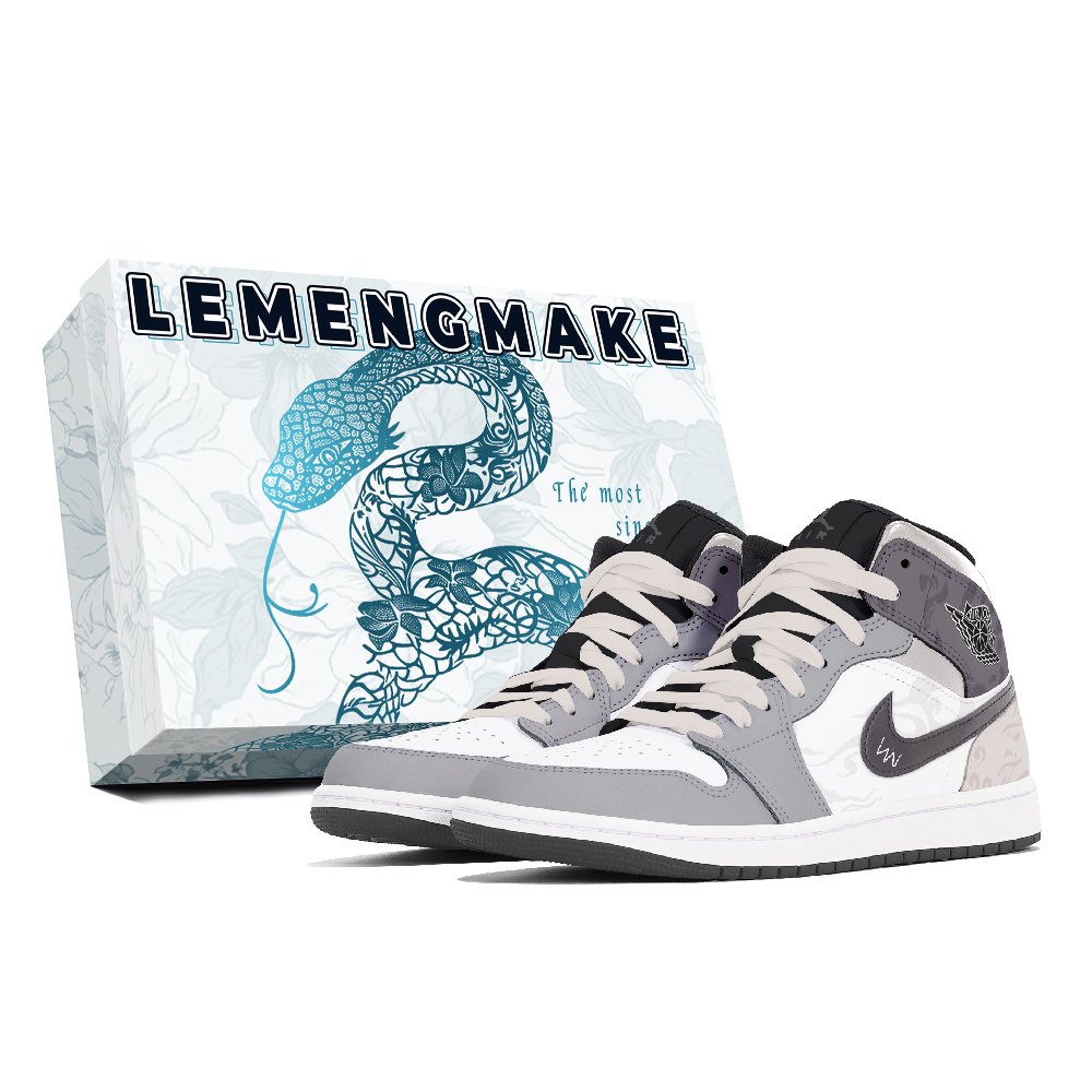 Jordan Air Jordan 1 Abrasion-Resistant Mid-Top Vintage Basketball Shoes Unisex Gray