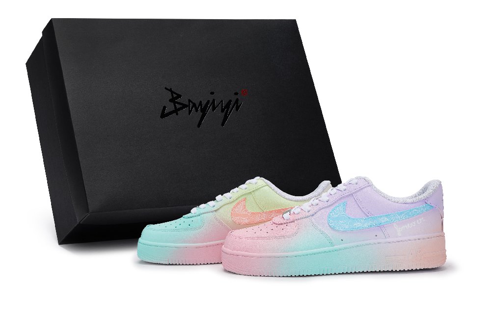 Nike Air Force 1 Low Top Skateboard Shoes Unisex Blue Pink Purple Green Yellow