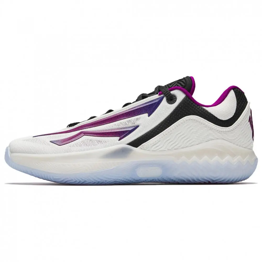 Anta Shock Absorbers Slip Resistant Abrasion Resistant Low top Basketball Shoes Men's White Black Purple