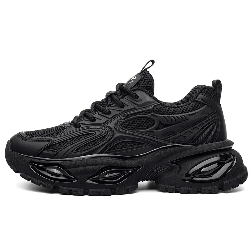 JEEP SPIRIT Summer Mesh Black Warrior Eye Of Demon Collection Low Top Chunky Sneakers Men's Magic Power Black