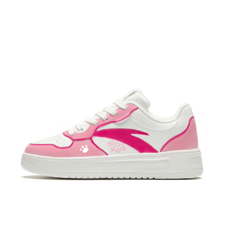 Anta Relaxed Slip Resistant, Abrasion Resistant, Lightweight Low Top Skateboard Shoes Unisex Pink