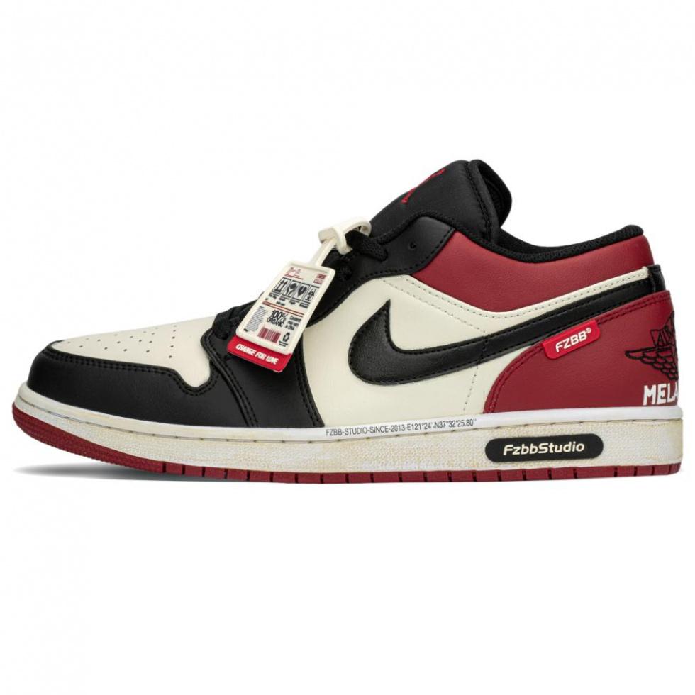 Jordan Air Jordan 1 Low-Top Vintage Basketball Shoes Men's Black Red