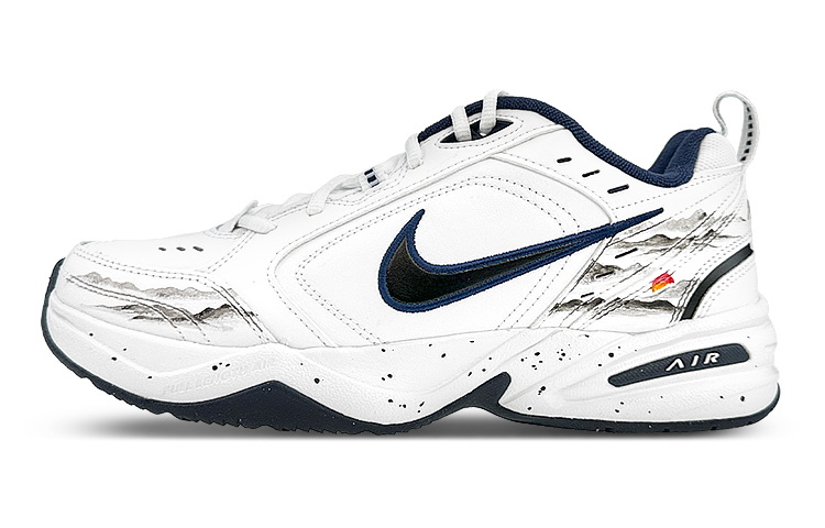 Nike Air Monarch 4 Anti-Slip And Wear-Resistant Height Increasing Low-Top Chunky Sneakers Unisex Black White