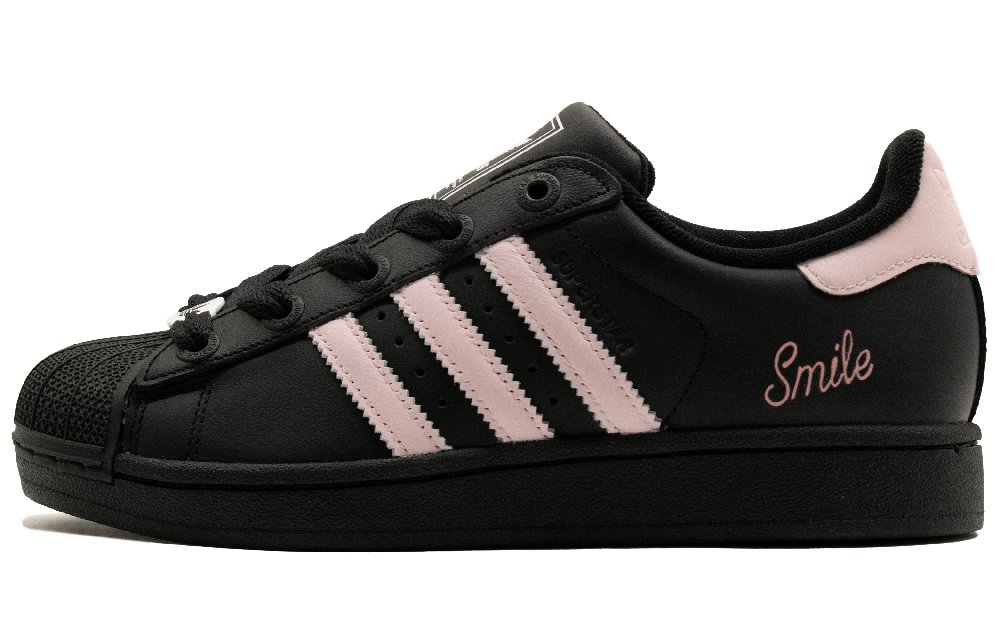 Adidas Originals SUPERSTAR Peach Branch Anti-Slip Wear-Resistant Low-Top Skateboard Shoes Unisex Black Pink