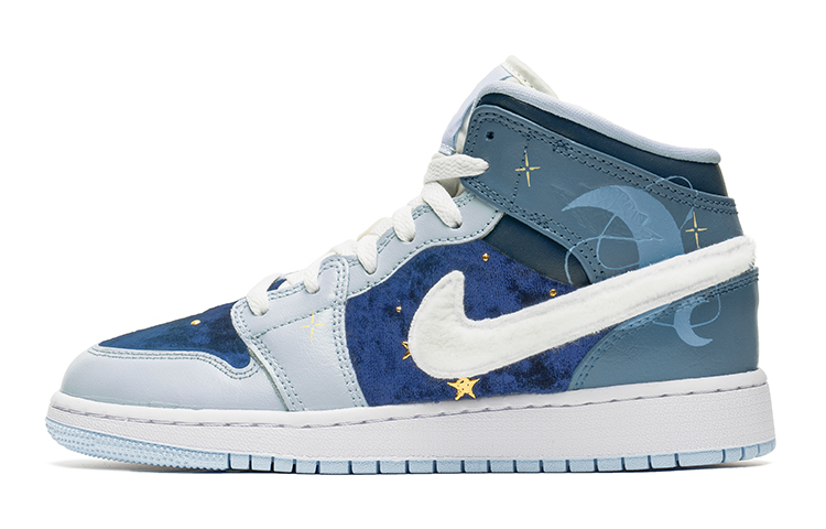 Jordan Air Jordan 1 Mid Mid-Top Vintage Basketball Shoes GS Blue