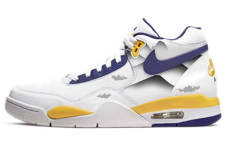 Nike Flight Legacy Mid-Top Vintage Basketball Shoes Men's White Blue Yellow