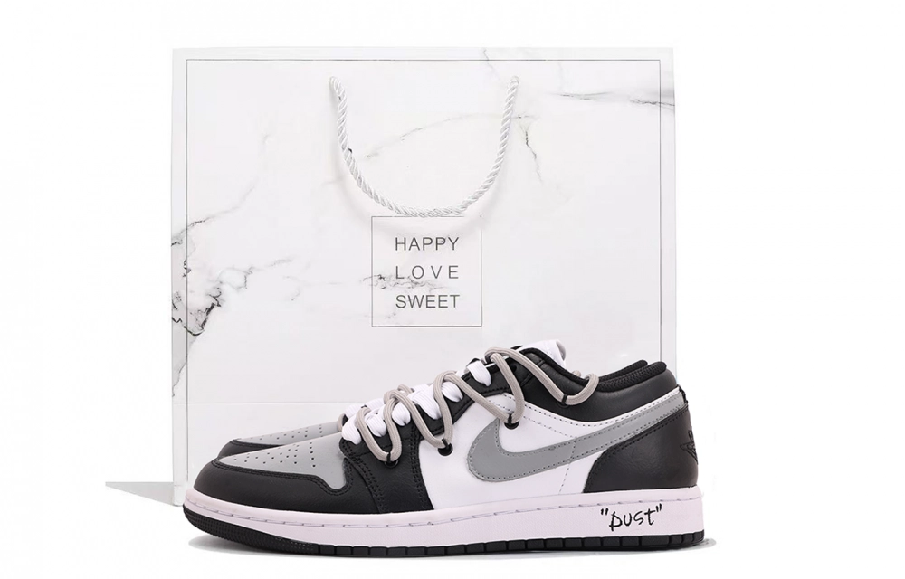 Jordan Air Jordan 1 Abrasion Resistant Coverage Low top Vintage Basketball Shoes Unisex Gray White