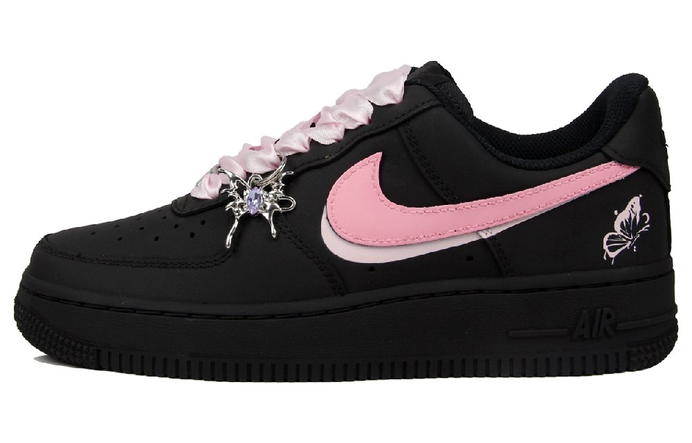 Nike Air Force 1 Anti-Slip Wear-Resistant Low-Top Skateboard Shoes Unisex Black Pink