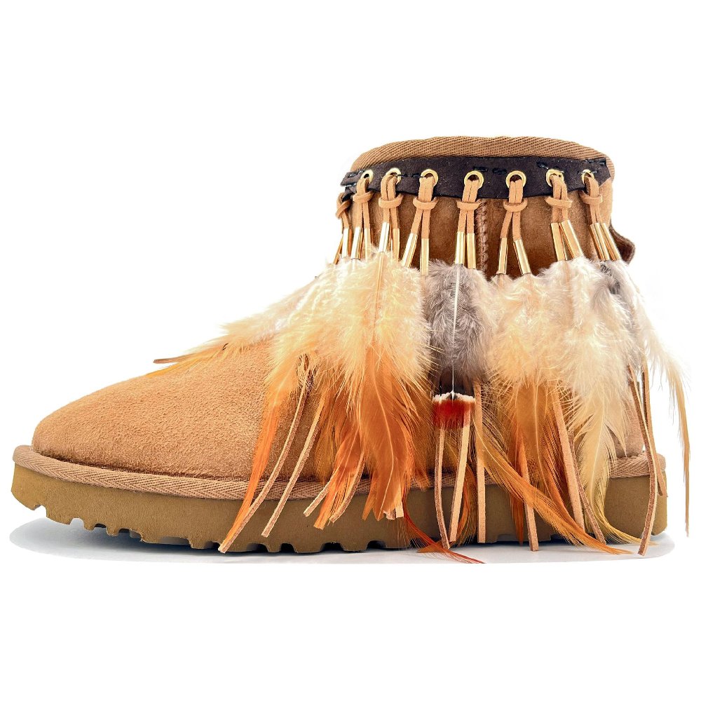 UGG CLASSIC MINI Kaleidoscope Shopping Bag Short Snow Boots Women's Brown Yellow
