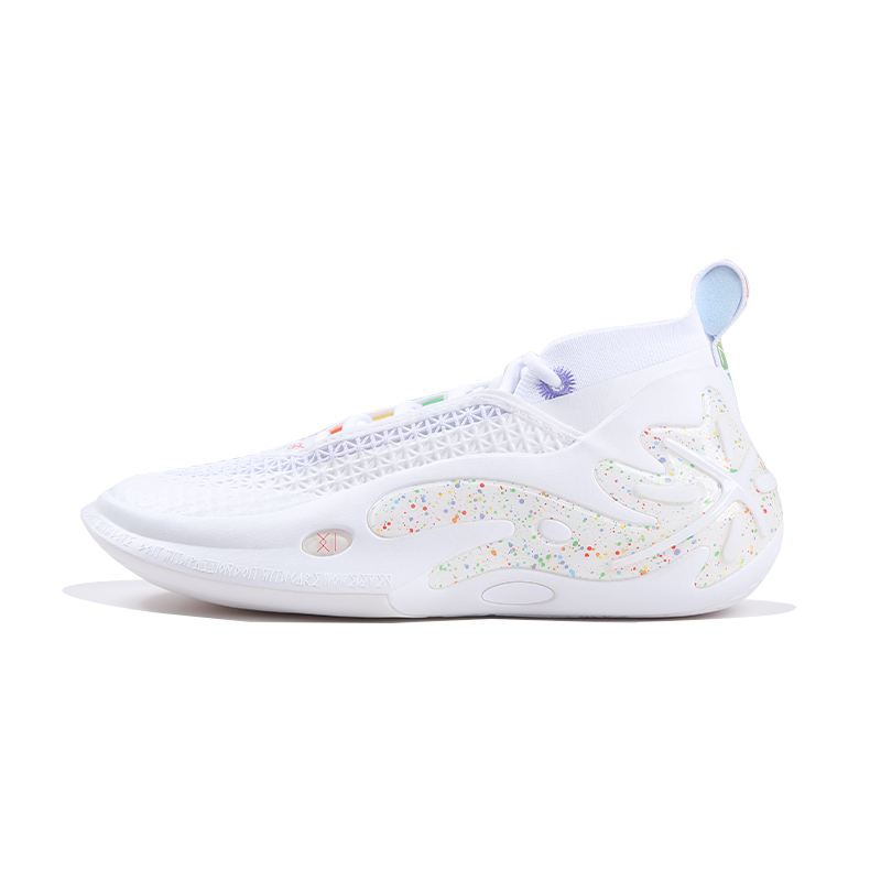 LiNing Wow11 Cushioning, Slip Resistant, Abrasion Resistant, Lightweight, Rebound Mid Top Basketball Shoes Men's White