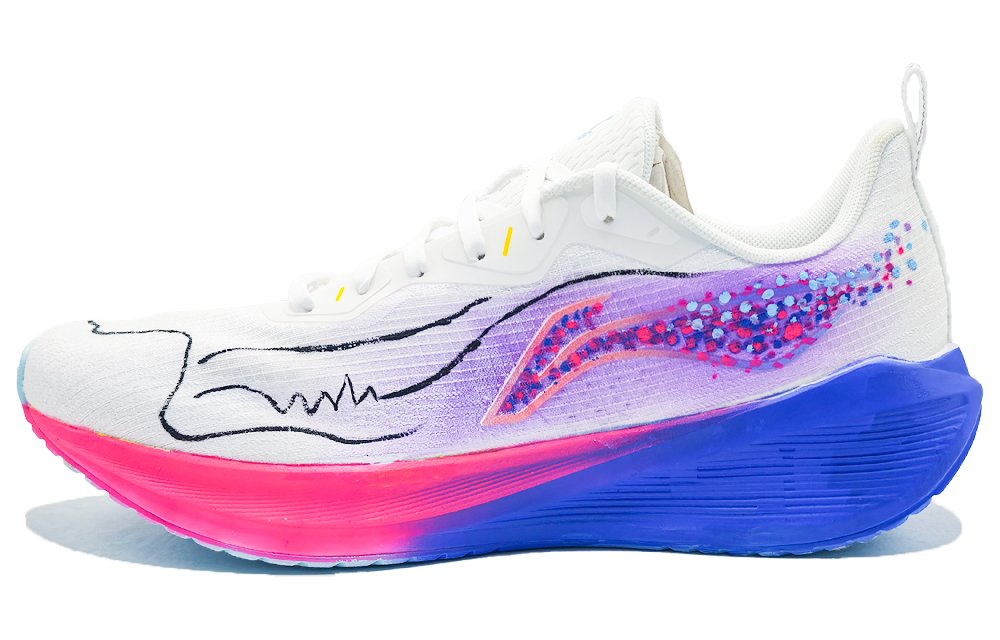 LiNing Wuyue Cushioning Abrasion Resistant Breathable Low Top Casual Running Shoes Men's White Pink Blue