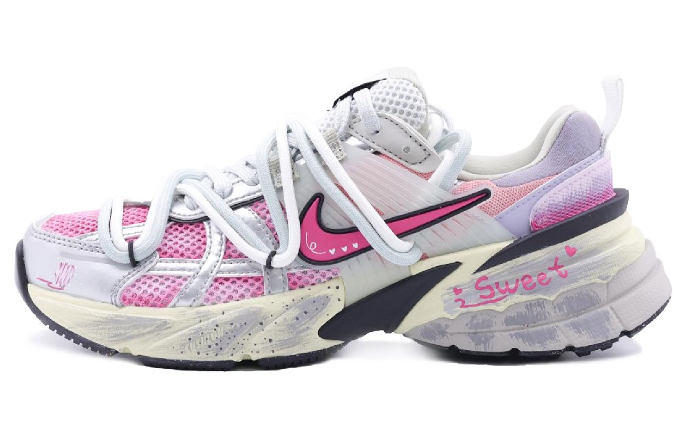Nike V2K Run Slip-Resistant Low-Top Running Shoes Women's Pink Silver