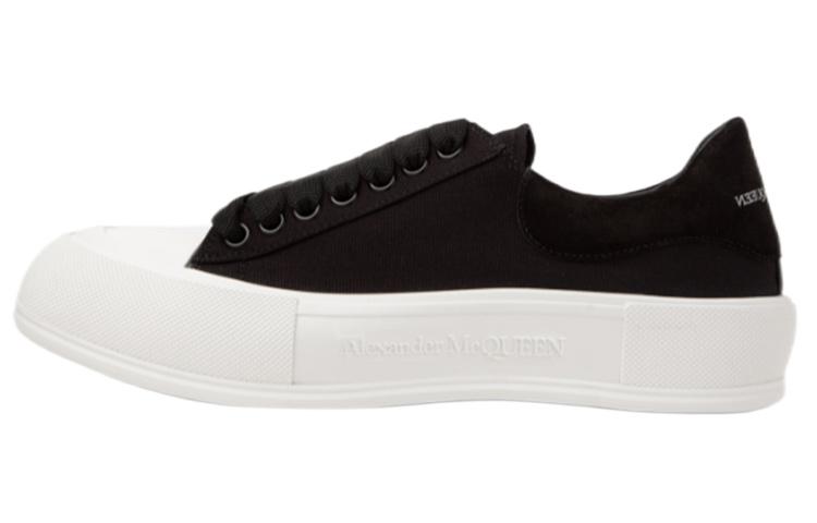 Alexander McQueen Deck Plimsoll Lace Up Trainers 'Black White'