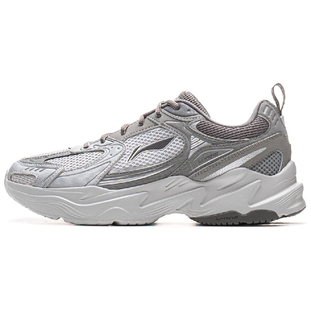 LiNing Meteor 2K Cushioning, Slip Resistant, Abrasion Resistant Support Low Top Chunky Sneakers Men's Gray