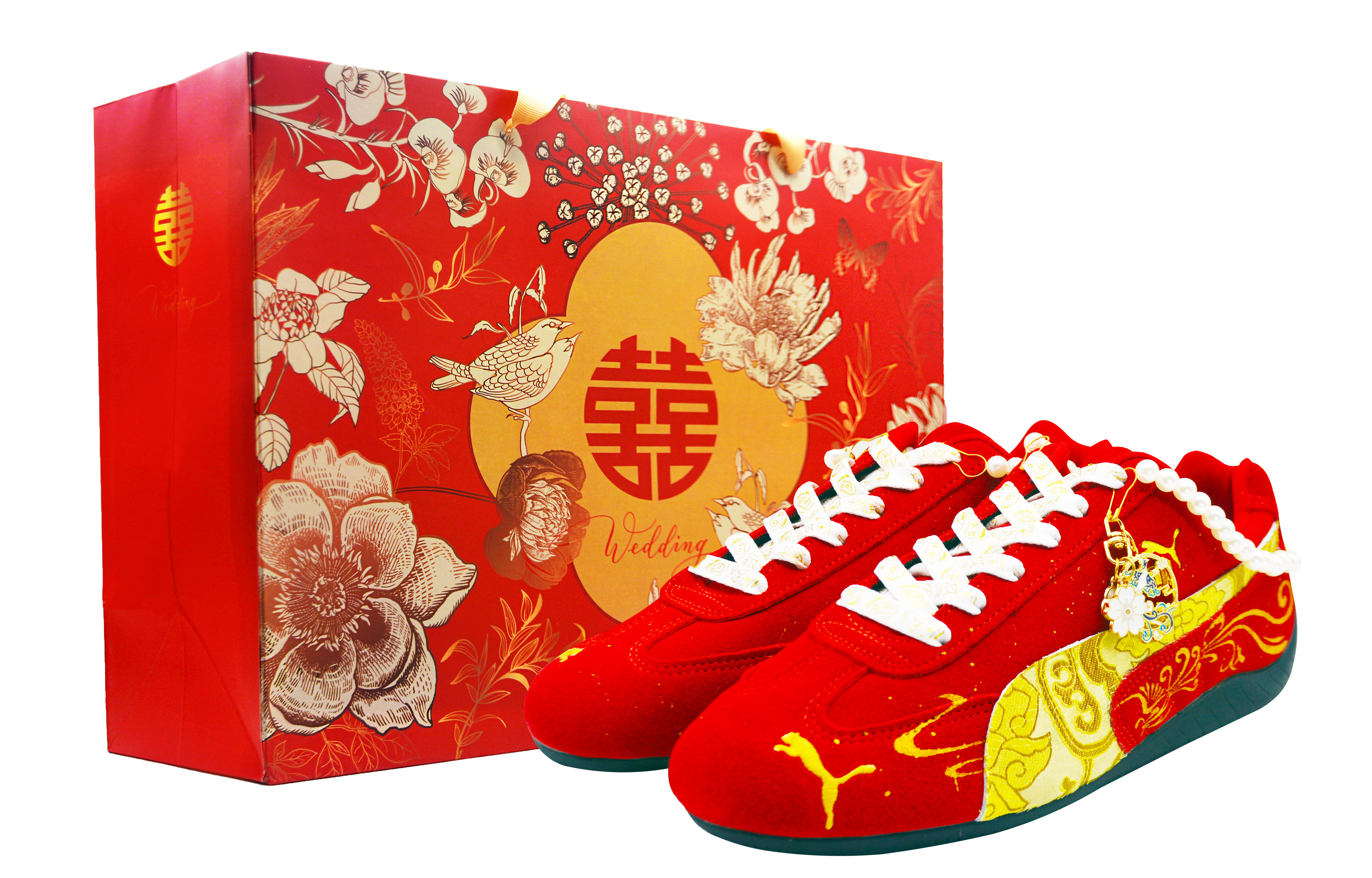 PUMA Speedcat Collection Phoenix Sparkle Abrasion Resistant Low top Casual Shoes Women's Red