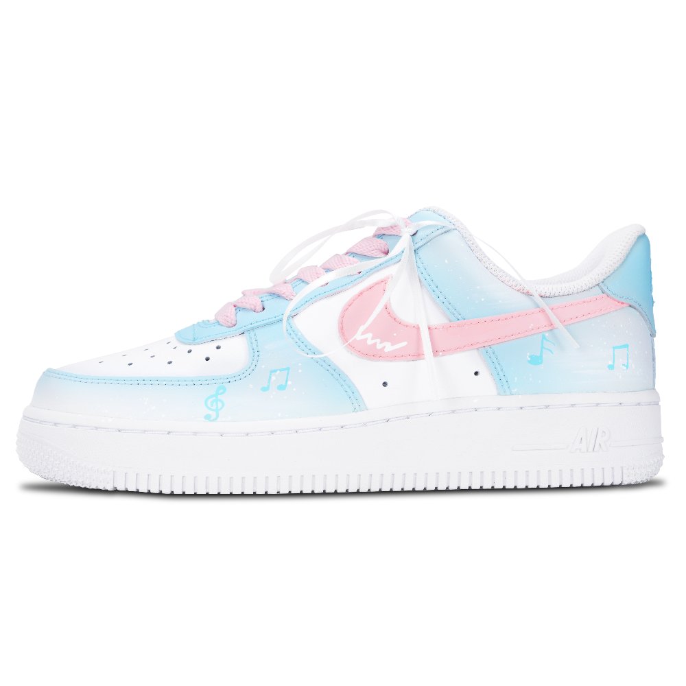 Nike Air Force 1 Anti Slip Wear Resistant Low Top Skateboard Shoes Unisex Blue White Pink