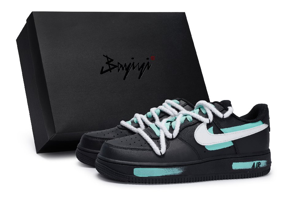 Nike Air Force 1 Low-Top Skateboard Shoes Unisex Black And White Tiffany