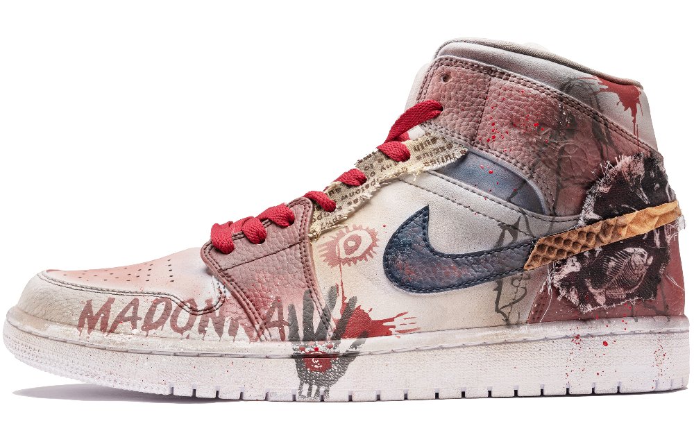 Jordan Air Jordan 1 Cushioning Anti-Slip And Wear-Resistant Mid-Top Vintage Basketball Shoes Men's Red Brown