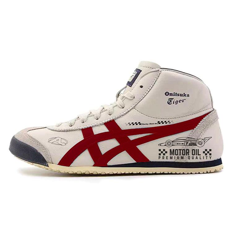 Onitsuka Tiger MEXICO 66 Cushioning Anti-Slip And Wear-Resistant Rebound High-Top Casual Shoes Unisex Beige Red