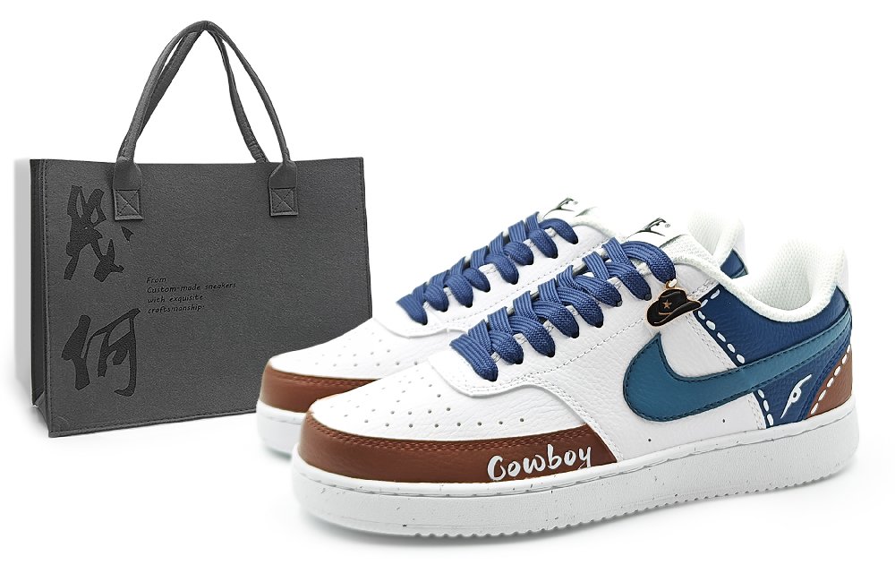 Nike Court Vision 1 Anti Slip Wear Resistant Low Top Skateboard Shoes Men's Blue Brown