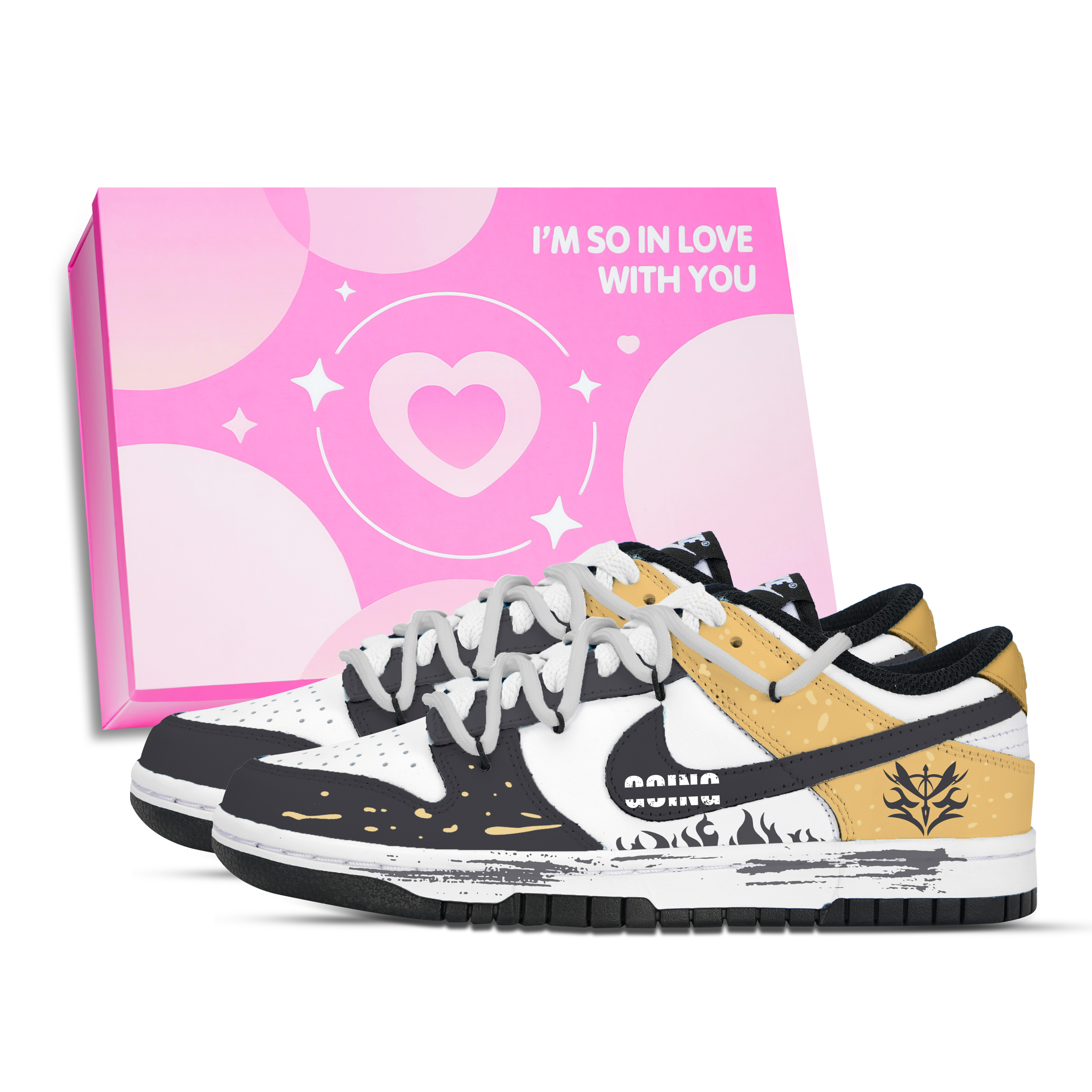 Nike Dunk Jianhui Phantom Shoe Box Abrasion Resistant Low top Skateboard Shoes Unisex Gray Yellow White