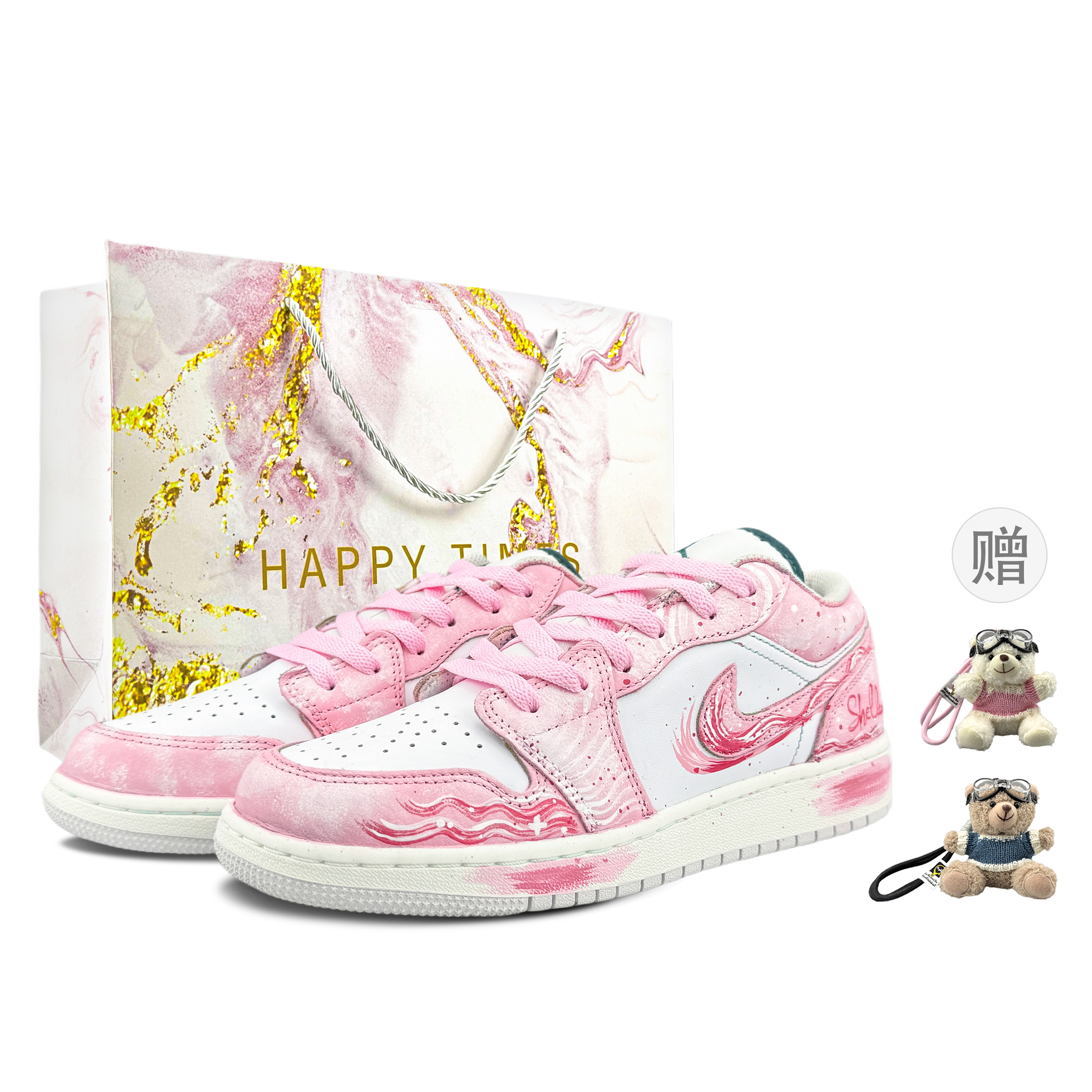 Jordan Air Jordan 1 Abrasion Resistant Low top Vintage Basketball Shoes Unisex Cherry Blossom Pink