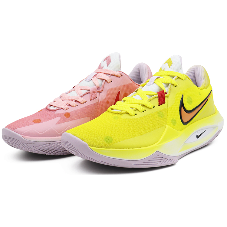 Nike Precision 6 Cushioning, Slip Resistant, Abrasion Resistant Support Low Top Basketball Shoes Unisex Yellow Pink