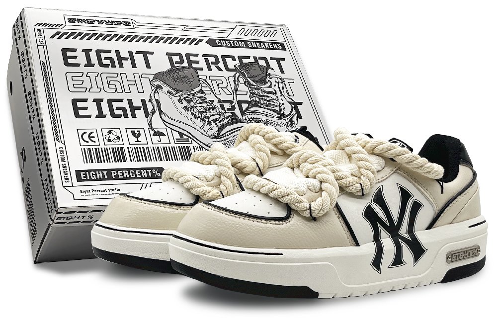 MLB Chunky Liner Wear-Resistant Height Increasing Low-Top Skateboard Shoes Unisex Beige Yellow