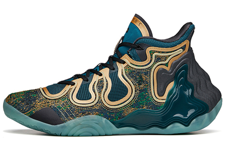 ANTA Star Mountain Basketball Shoes Men's High top Digital Blue/Carbon Gray/Metal Gold