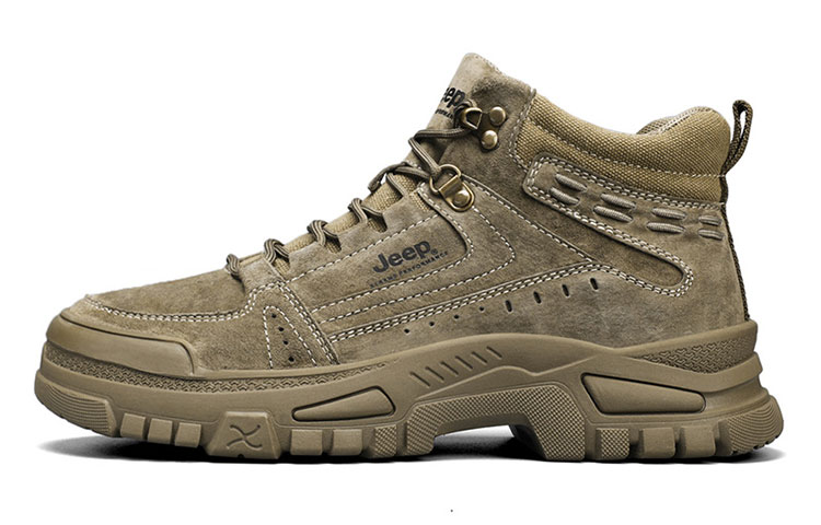 Jeep Durable Breathable Mid Top Outdoor Shoes Men's Khaki