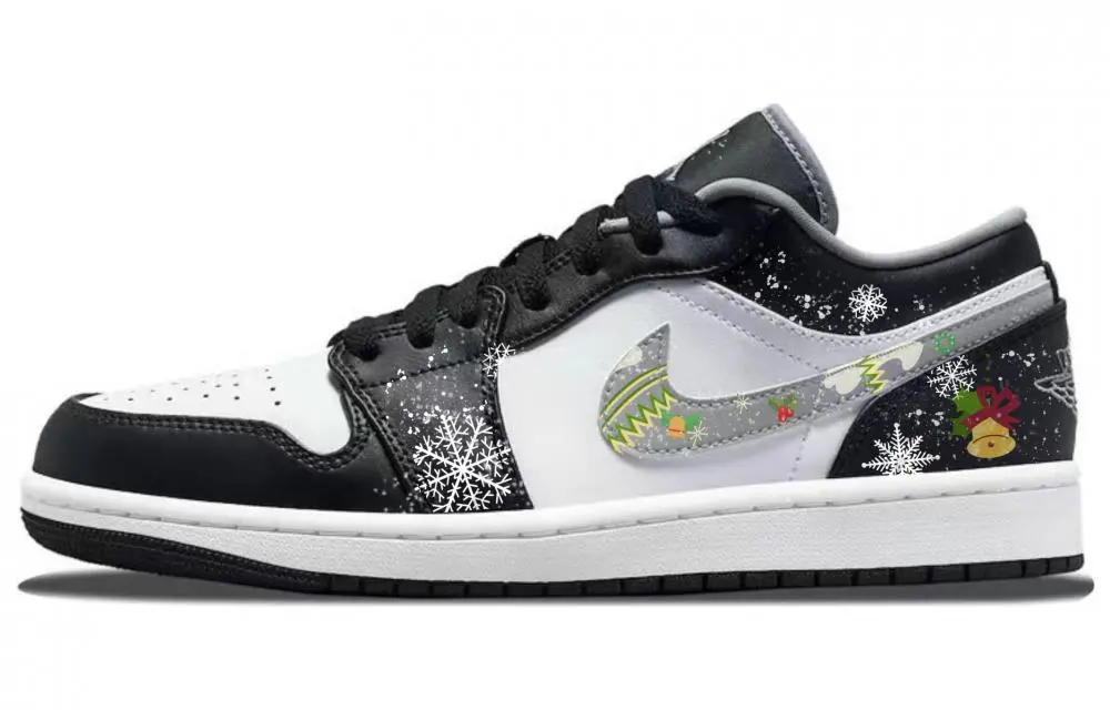 Jordan Air Jordan 1 Anti-Slip Wear-Resistant Low-Top Vintage Basketball Shoes Men's Black White