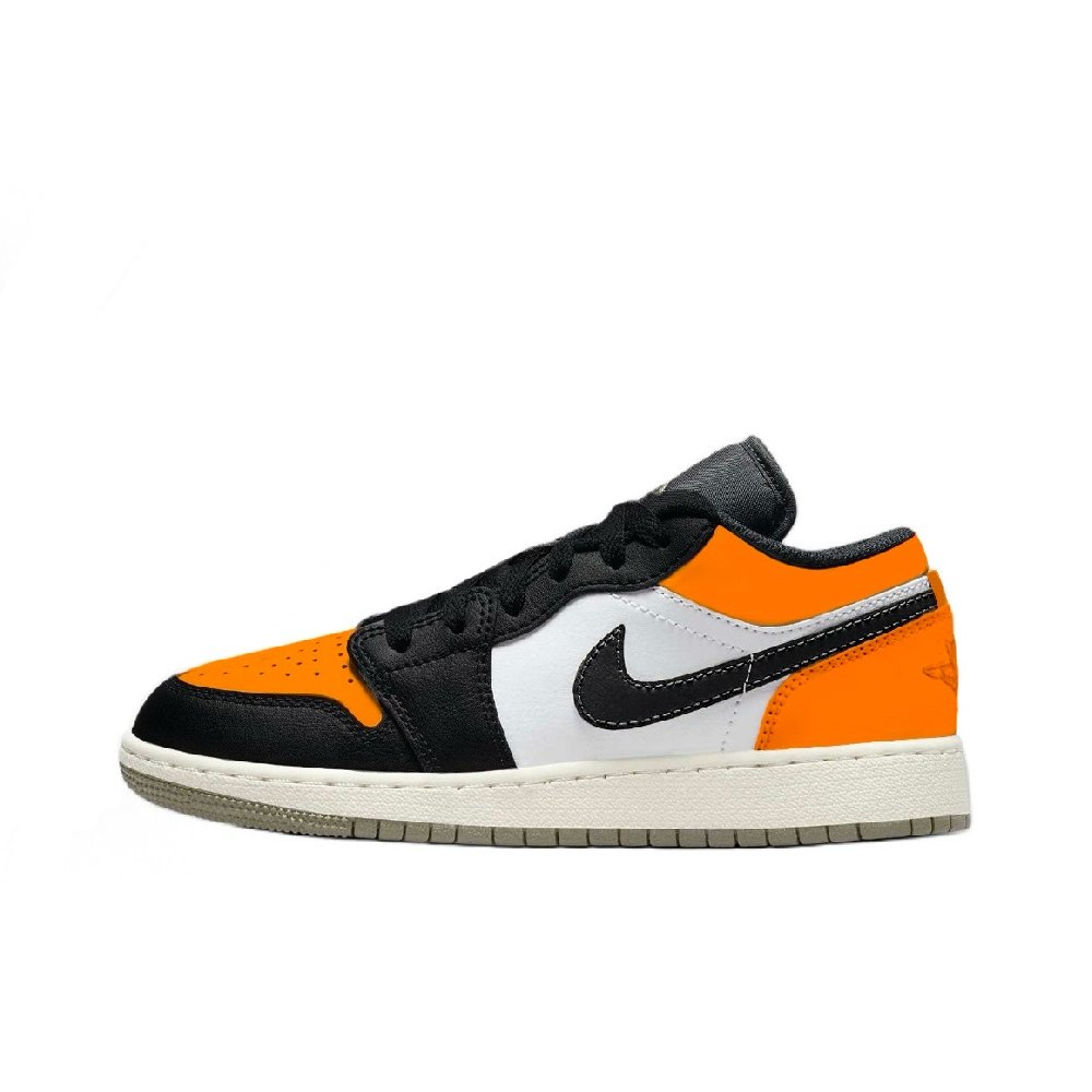 Jordan Air Jordan 1 Little Buckle Shattered Abrasion Resistant Low Top Vintage Basketball Shoes Unisex Orange White