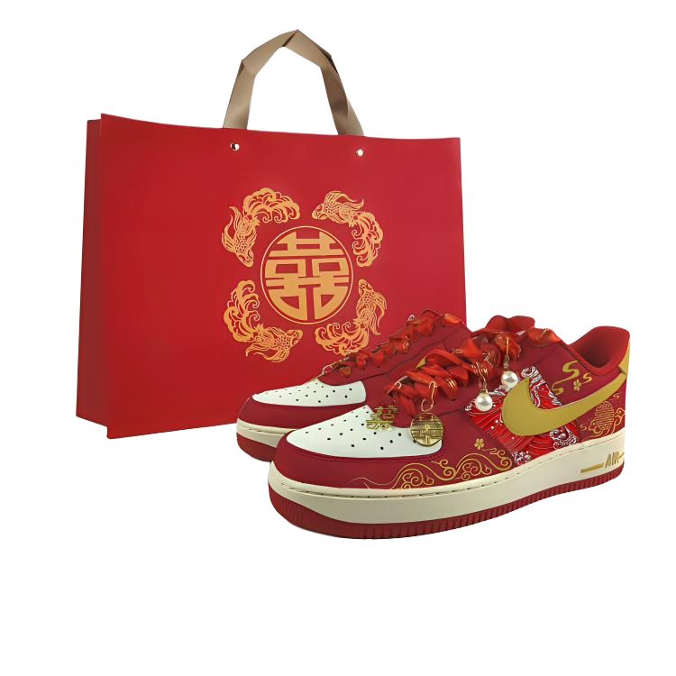 Nike Air Force 1 Wear-Resistant Low-Top Skateboard Shoes Unisex Red
