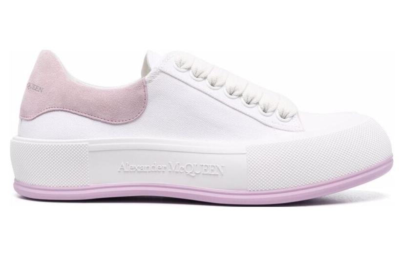 Alexander McQueen Deck Skate Plimsoll Lace Up White Pink Women's