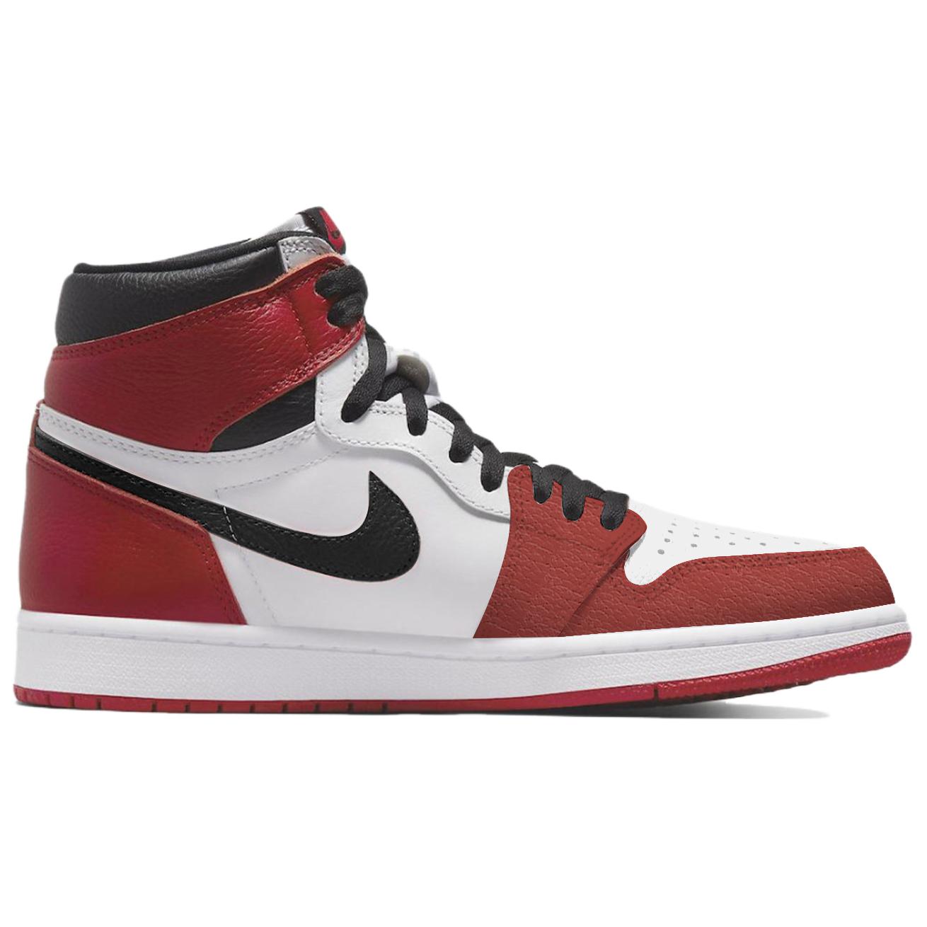 Jordan Air Jordan 1 Cushioning, Wear Resistant High top Vintage Basketball Shoes Unisex Black White Red