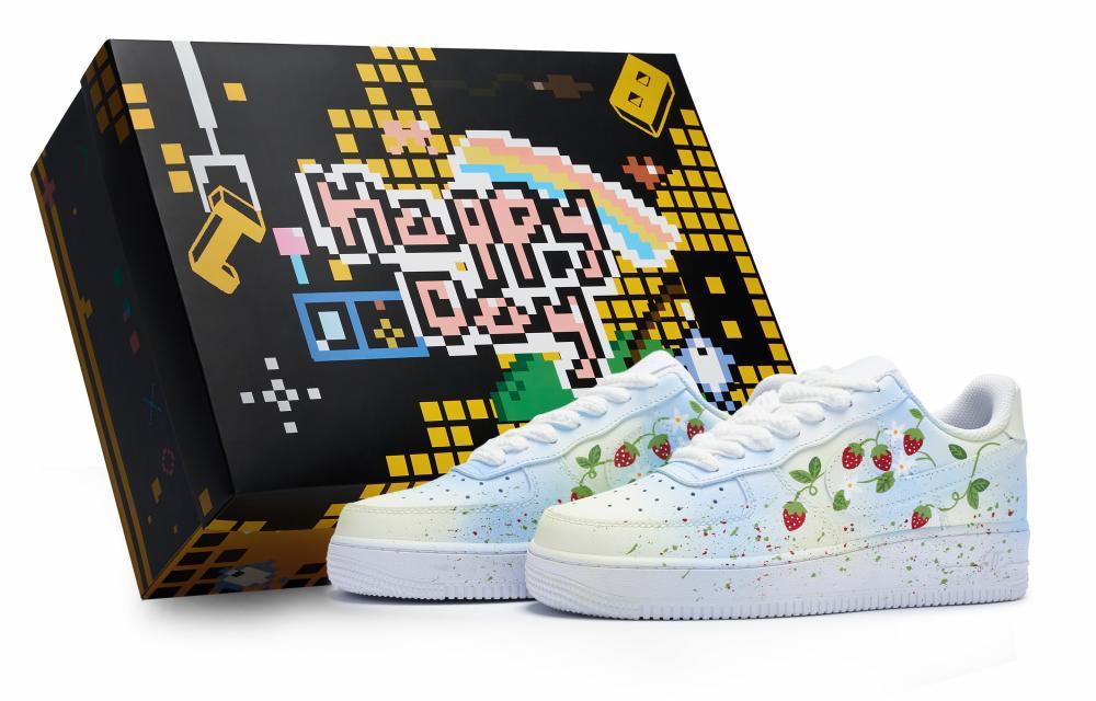Nike Air Force 1 07 811 Manufacture Listen To Summer Special Shoe Box Low-Top Skateboard Shoes Men's Blue Green Red