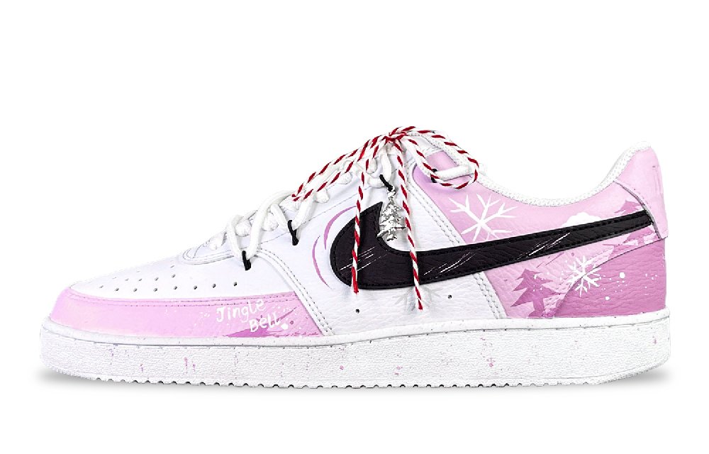 Nike Court Vision 1 Anti Slip Wear Resistant Low Top Skateboard Shoes Men's Pink White