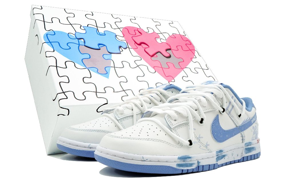 Nike Dunk 'Polar Blue' Kaleidoscope, Blue Graffiti, Box Low Top Skateboard Shoes Unisex White Blue