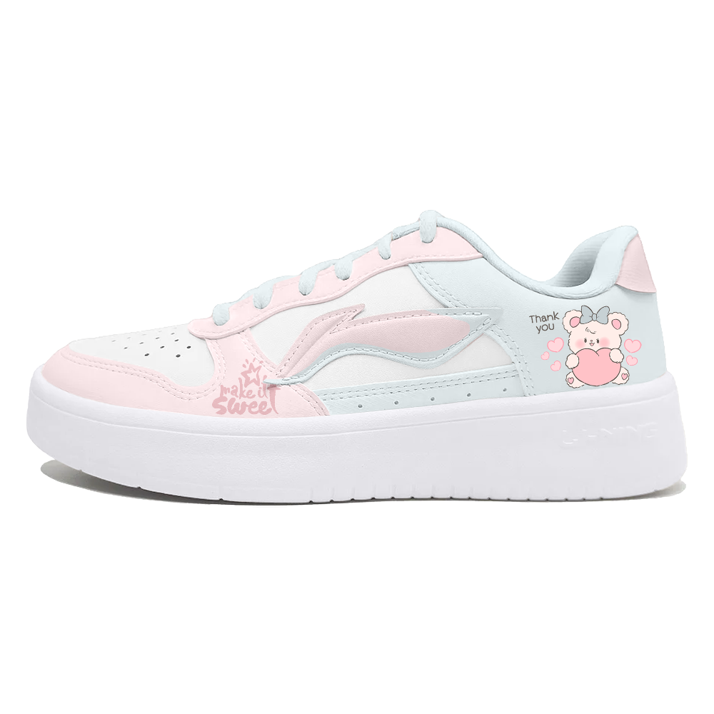 LiNing Pontoon Boats Anti Slip Wear Resistant Low Top Skateboard Shoes Women's Blue Pink