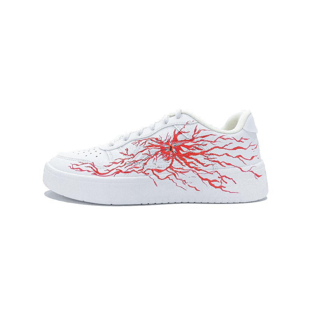 LiNing Pontoon Boats Coverage Slip Resistant And Abrasion Resistant Low Top Skateboard Shoes Unisex White Red