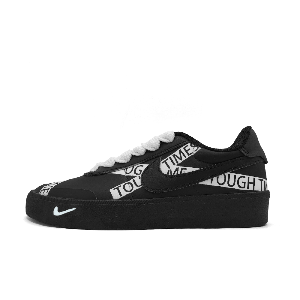 Nike Court Shot White Ribbon Abrasion Resistant Low Top Skateboard Shoes Unisex Black