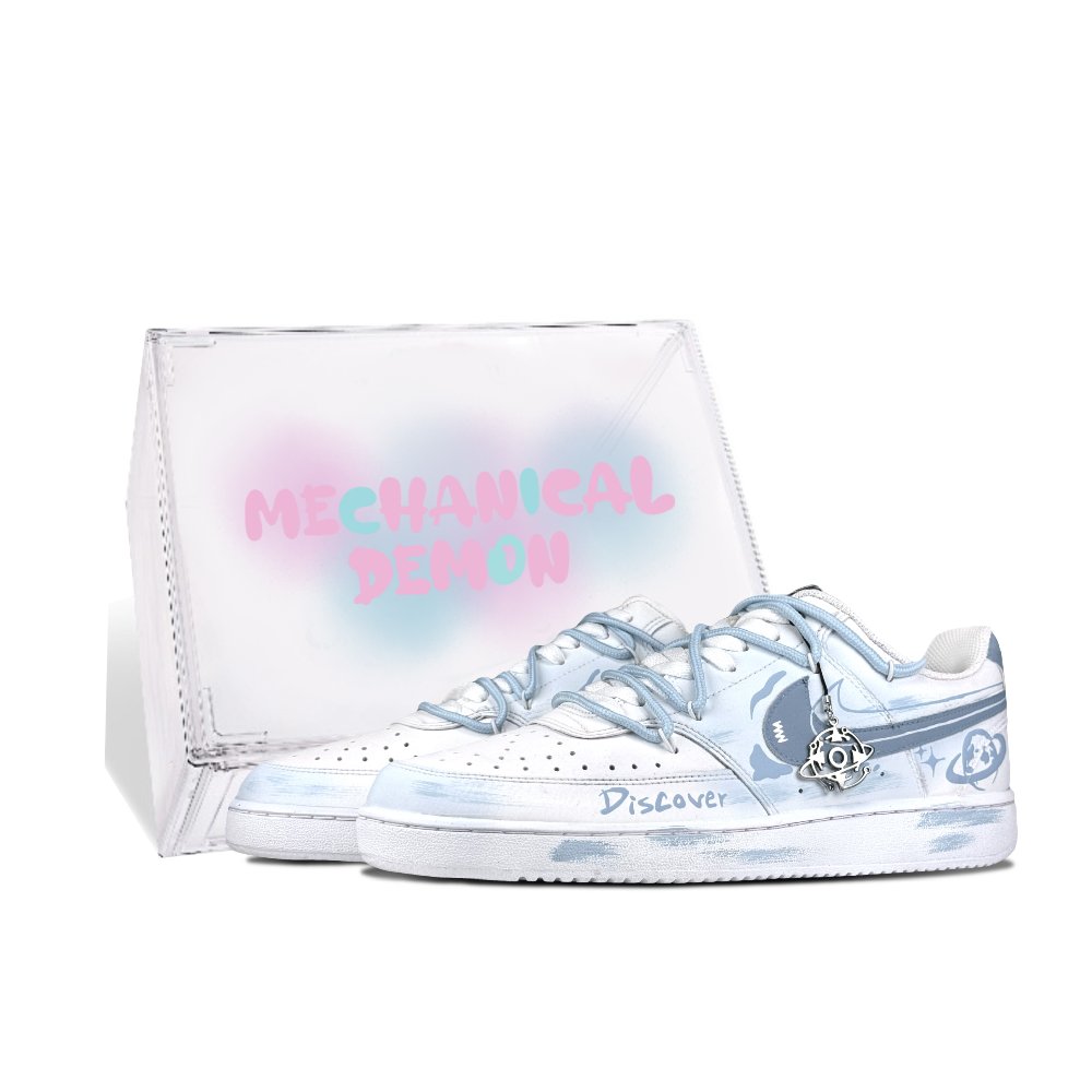 Nike Court Vision 1 Slip-Resistant Cushioning Wear-Resistant Low-Top Skateboard Shoes Unisex White Blue