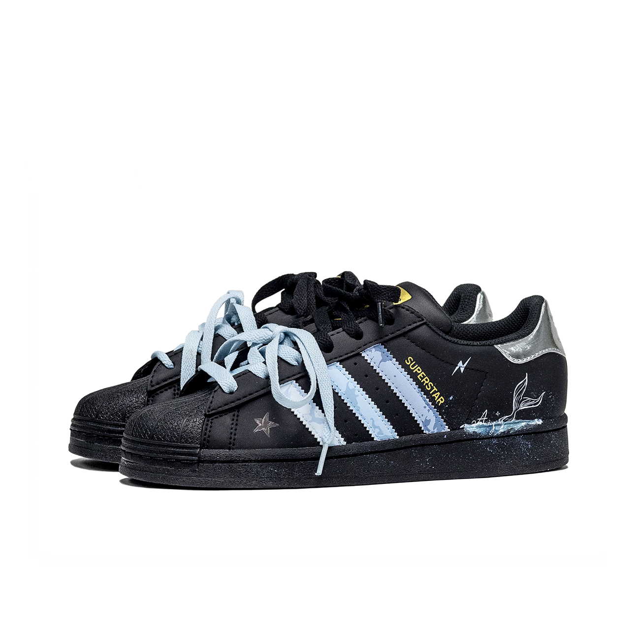 Adidas Originals SUPERSTAR Anti-Slip Wear-Resistant Low-Top Skateboard Shoes Unisex Black Blue